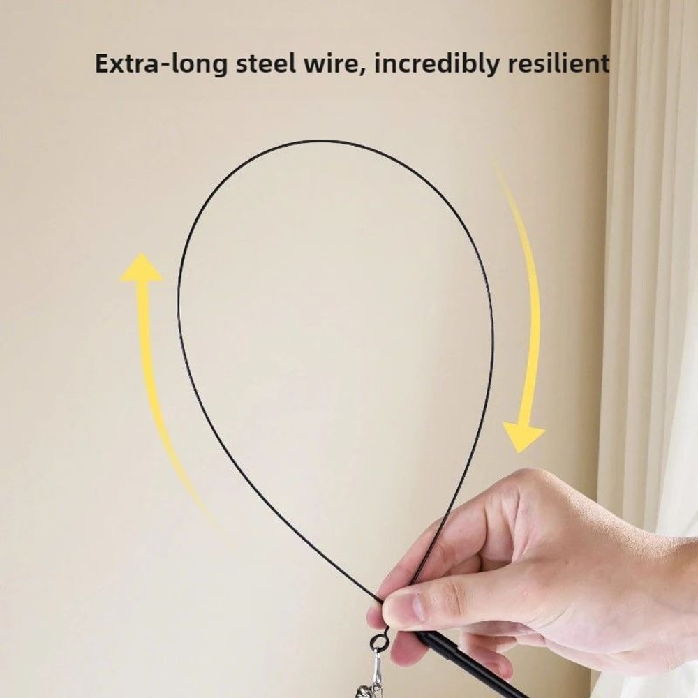 Cat Teaser Wand Stick With Feather Steel Wire Long Pole Fishing Toy For Kittens And Cats Rotating 4