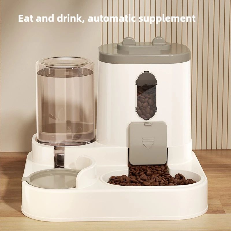 Automatic Dog Cat Feeder And Water Dispenser Set Gravity Food Feeder And Waterer With Pet Food Bow 3