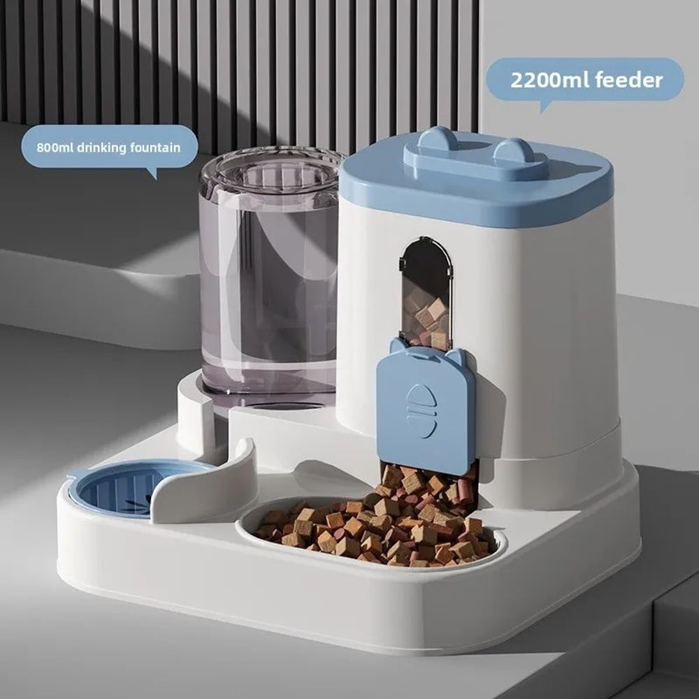 Automatic Dog Cat Feeder And Water Dispenser Set Gravity Food Feeder And Waterer With Pet Food Bow 6