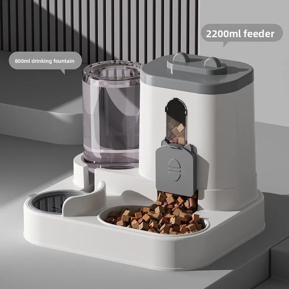 Automatic Dog Cat Feeder And Water Dispenser Set Gravity Food Feeder And Waterer With Pet Food Bow 7
