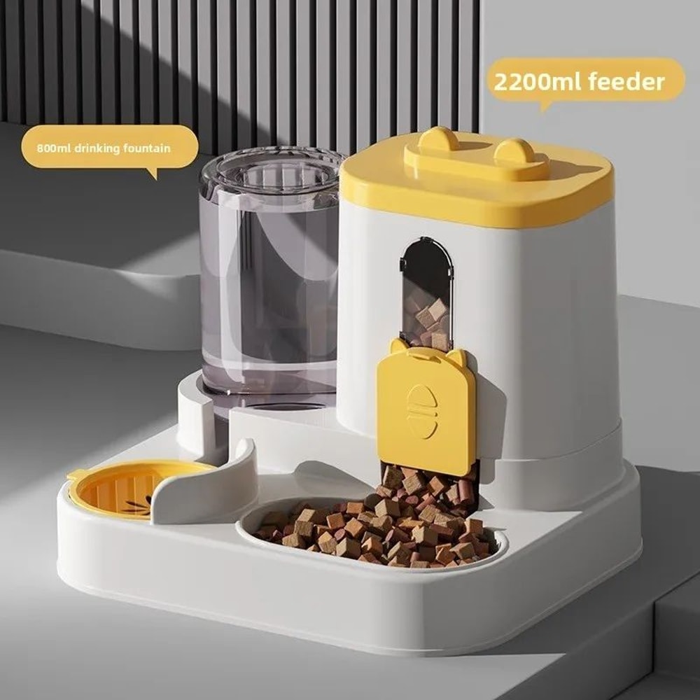 Automatic Dog Cat Feeder And Water Dispenser Set Gravity Food Feeder And Waterer With Pet Food Bow 9