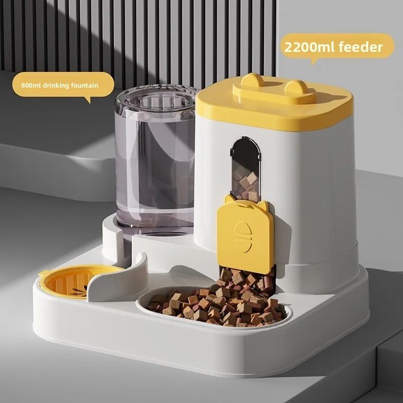 Automatic Dog Cat Feeder And Water Dispenser Set Gravity Food Feeder And Waterer With Pet Food Bow 9