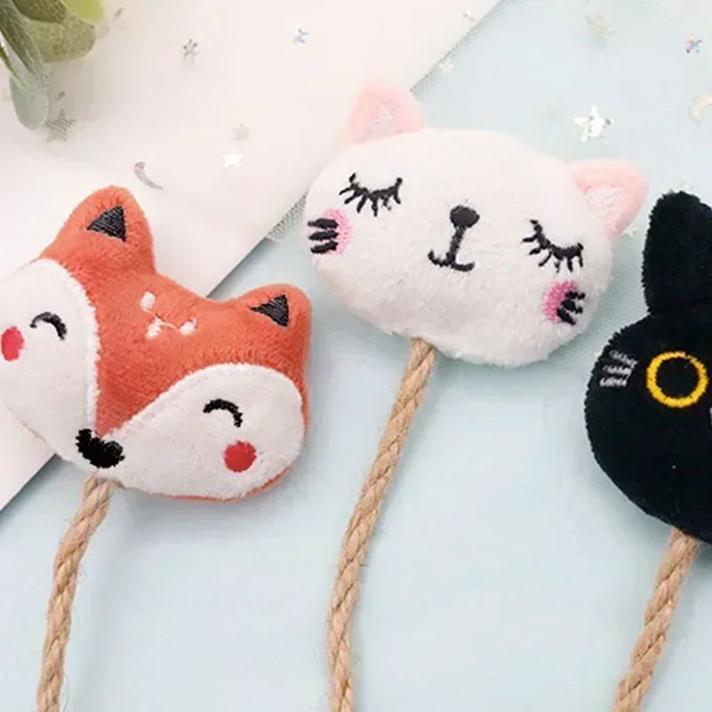 Catnip Feather Bell Chew Toy With Hemp Rope Teething Dental Molar Stick For Kittens Cats 3