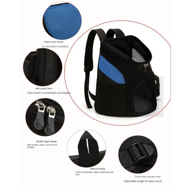 Breathable Mesh Pet Backpack Carrier Foldable Large Capacity Travel Bag For Dogs Cats 5