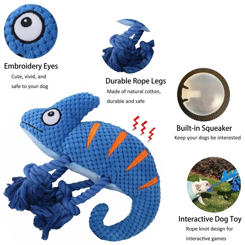 Chameleon Plush Squeaky Dog Toy BiteResistant Chew Squeaker Toy For Small To Large Dogs 0