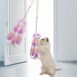 hanging door bungee cat toy – elastic swing teaser for self-play, boredom relief & indoor exercise