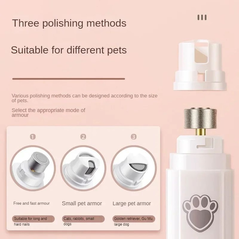 USB Rechargeable Electric Pet Nail Grinder With LED Light 2Speed Dog Cat Nail Trimmer With Polish 1