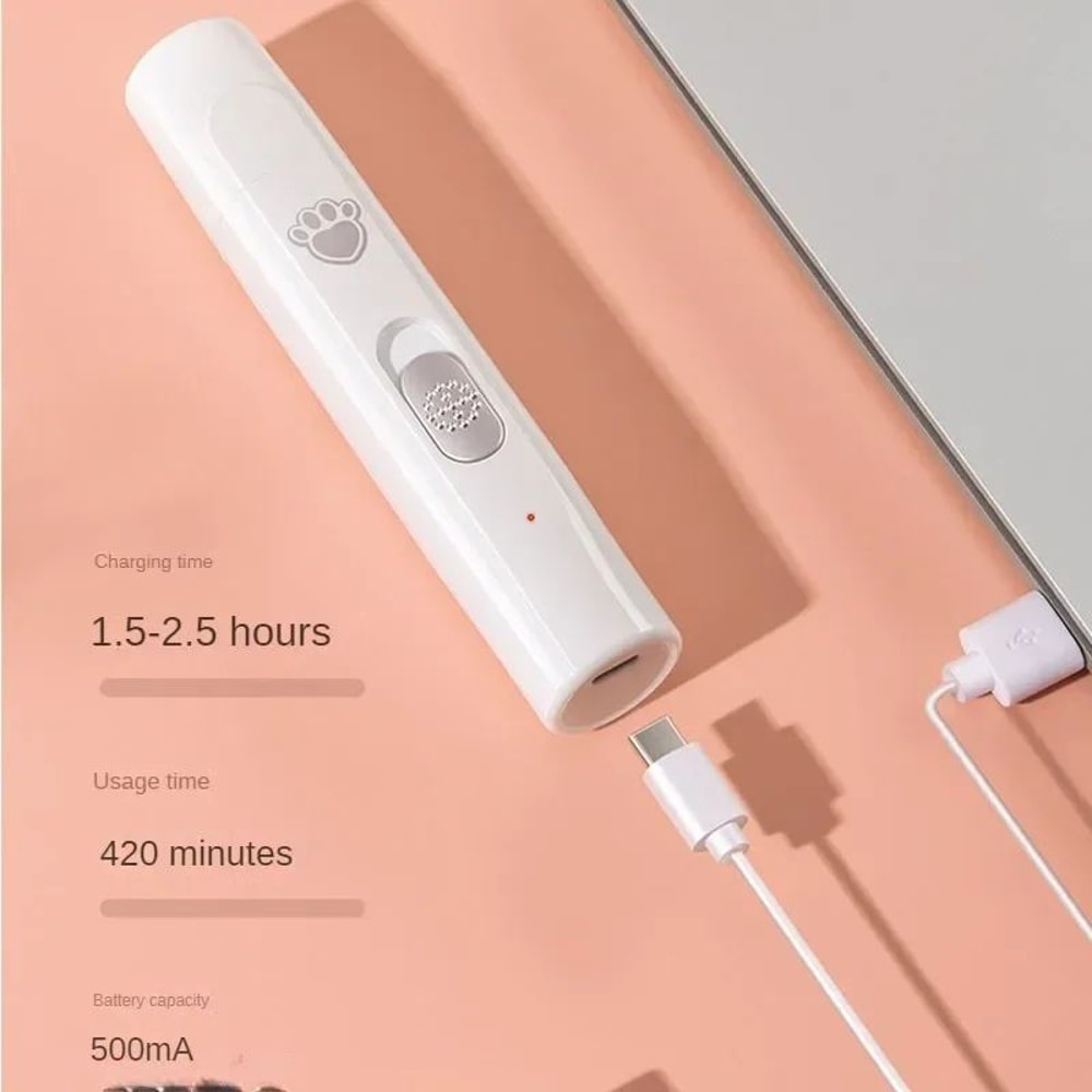 USB Rechargeable Electric Pet Nail Grinder With LED Light 2Speed Dog Cat Nail Trimmer With Polish 3