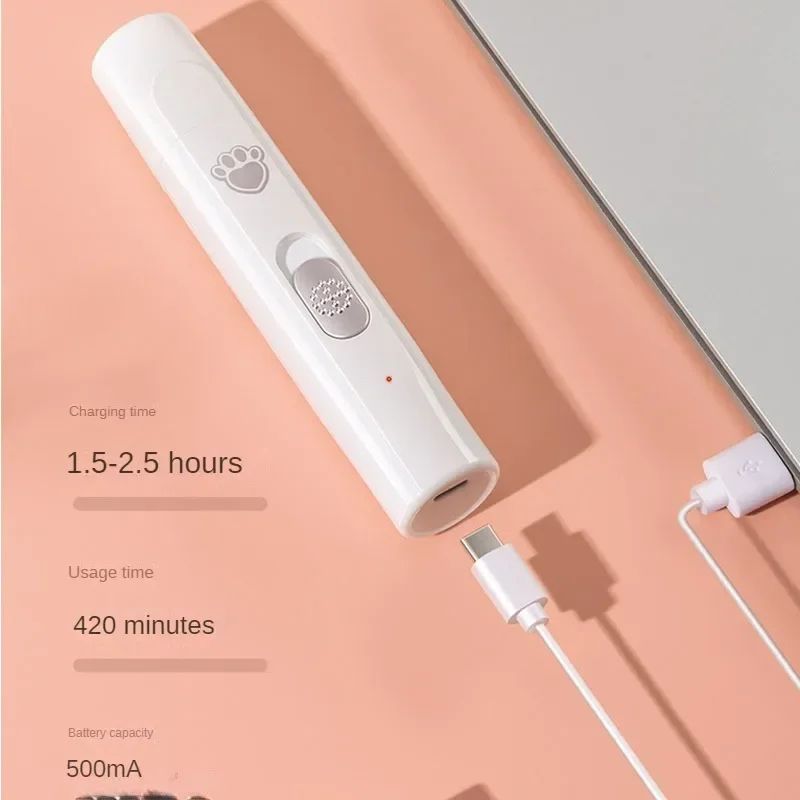 USB Rechargeable Electric Pet Nail Grinder With LED Light 2Speed Dog Cat Nail Trimmer With Polish 3