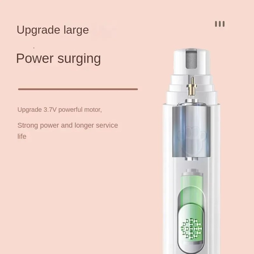 USB Rechargeable Electric Pet Nail Grinder With LED Light 2Speed Dog Cat Nail Trimmer With Polish 4