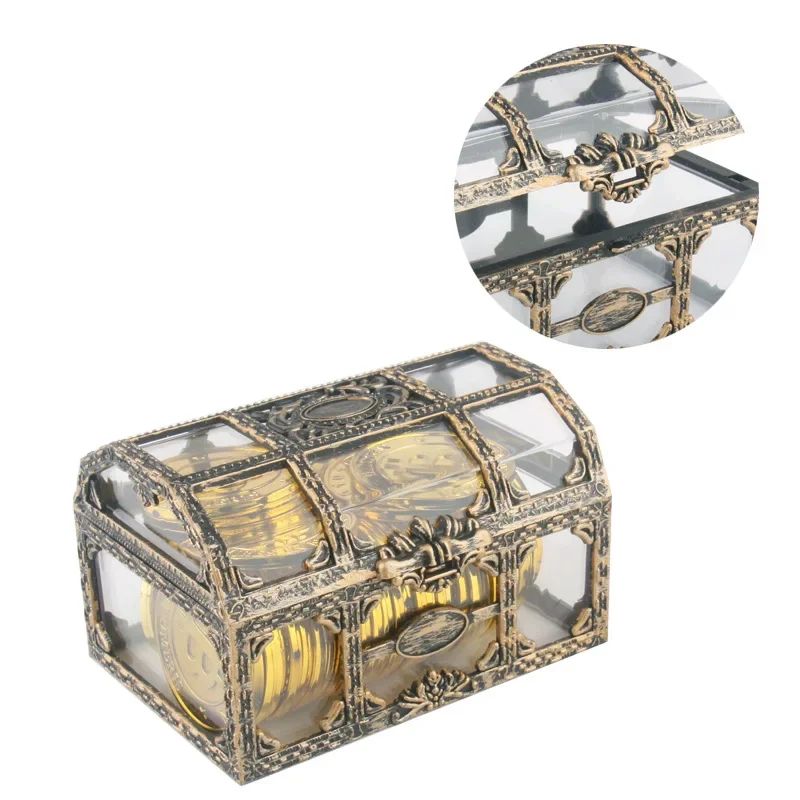Transparent Pirate Treasure Chest Jewelry Box Crystal Gem Storage Organizer For Trinkets Rings Ke 2