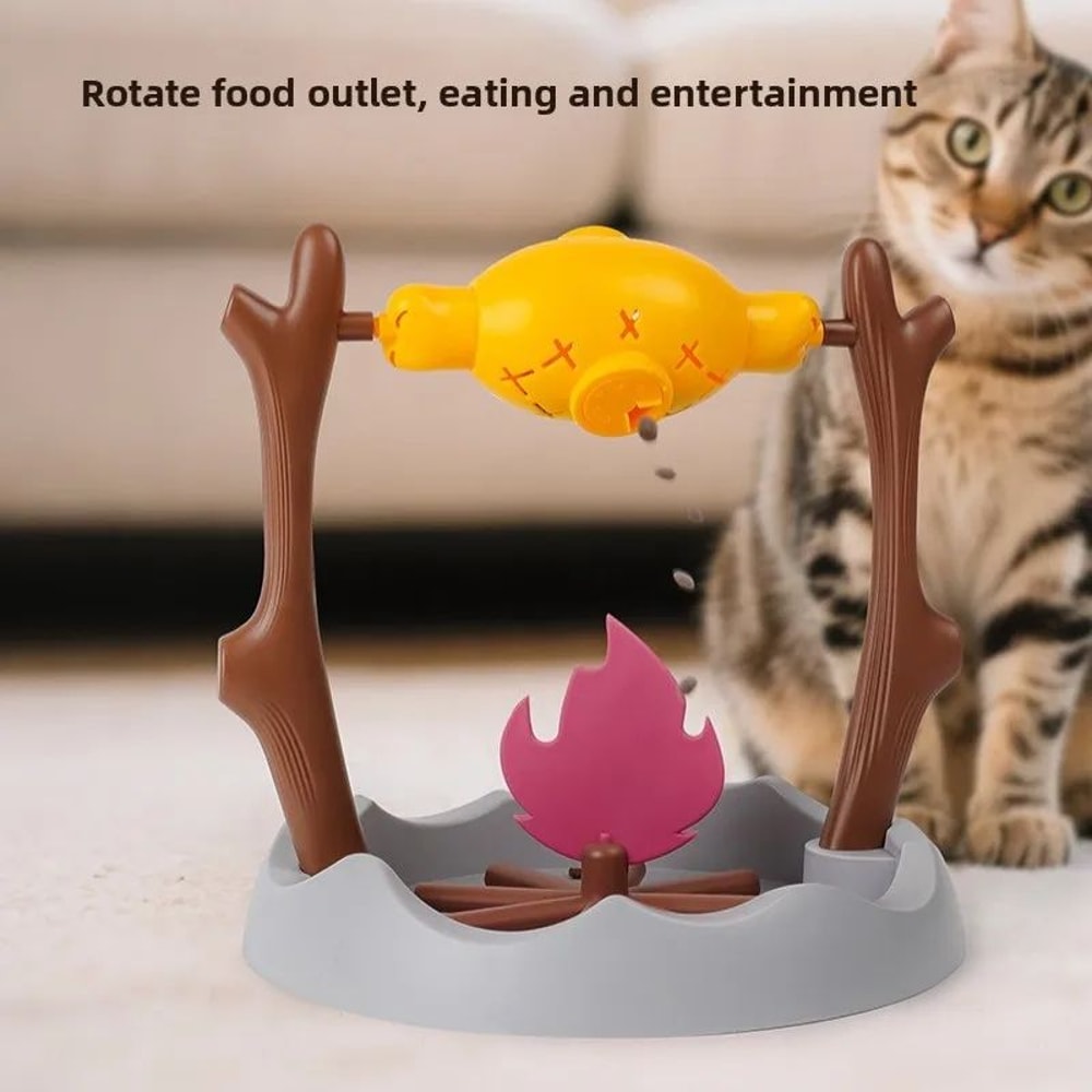 360 Rotating Treat Hiding Feeder Toy Slow Feeder Puzzle For Cats Dogs Roasted Chicken Leg Design 4