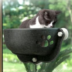 cat window hammock bed with cushion – sunny suction cup hanging window seat for cozy cat naps