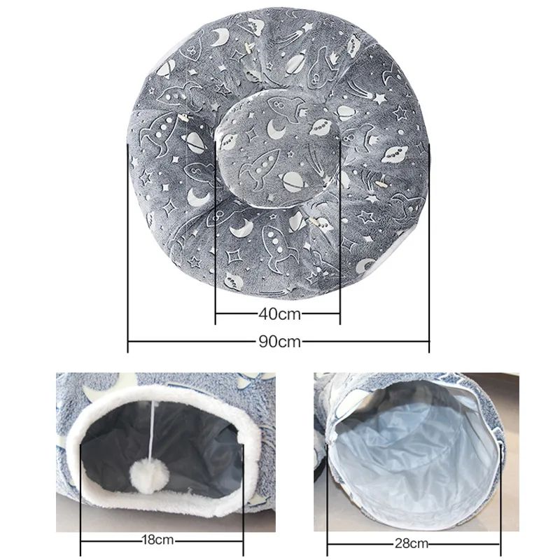 Foldable Cat Tunnel Bed With Peekaboo Cave Washable Winter Playhouse With 4 Entry Points For Kitte 2