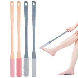 long handle toe cleaning brush – silicone foot scrubber for shower, between-toes cleaner for seniors and elderly