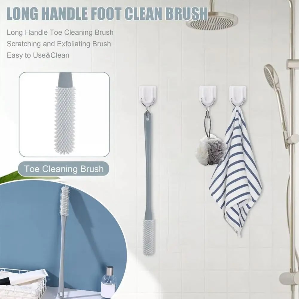 Long Handle Toe Cleaning Brush Silicone Foot Scrubber For Shower BetweenToes Cleaner For Seniors A 4