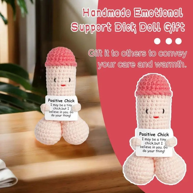 Funny Crochet Emotional Support Doll Positive Desk Ornament Gift For Boyfriend Husband Friends 3