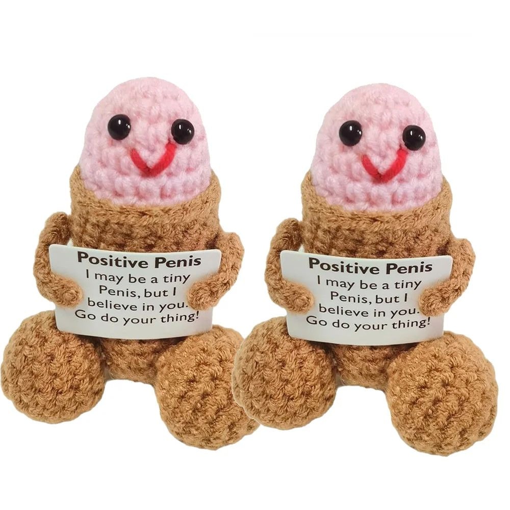 Funny Crochet Emotional Support Doll Positive Desk Ornament Gift For Boyfriend Husband Friends 9