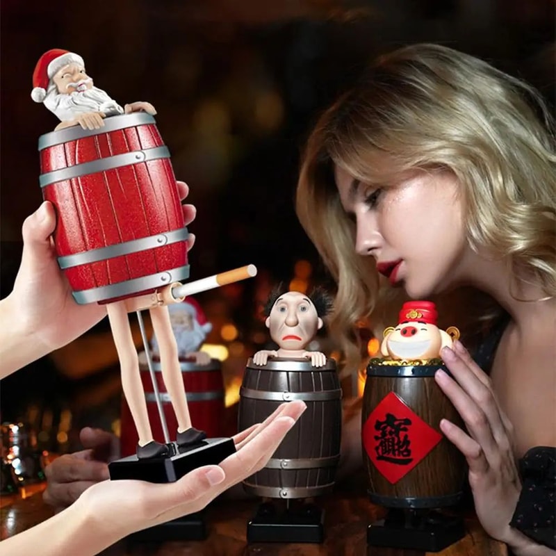 Funny Santa Barrel Cigarette Holder Box Wooden Prank Cigarette Dispenser For Christmas Gag Gifts 1