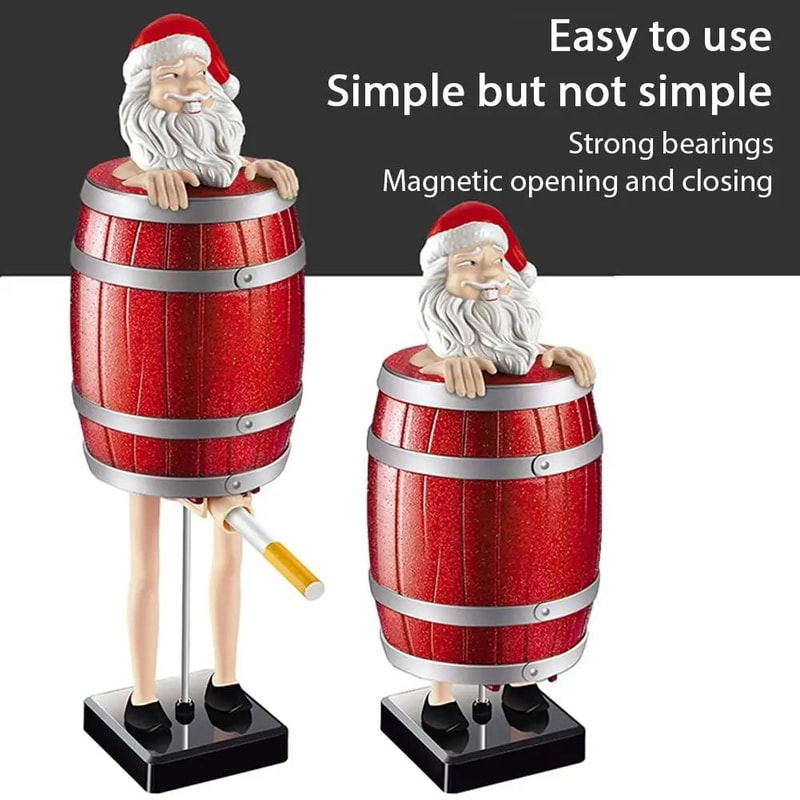 Funny Santa Barrel Cigarette Holder Box Wooden Prank Cigarette Dispenser For Christmas Gag Gifts 5