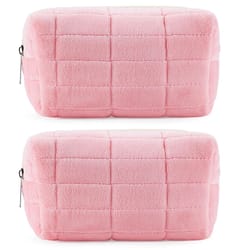 cute plush makeup bag – preppy zipper cosmetic & pencil pouch travel toiletry organizer for teens