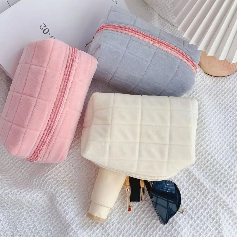 Cute Plush Makeup Bag Preppy Zipper Cosmetic Pencil Pouch Travel Toiletry Organizer For Teens 1