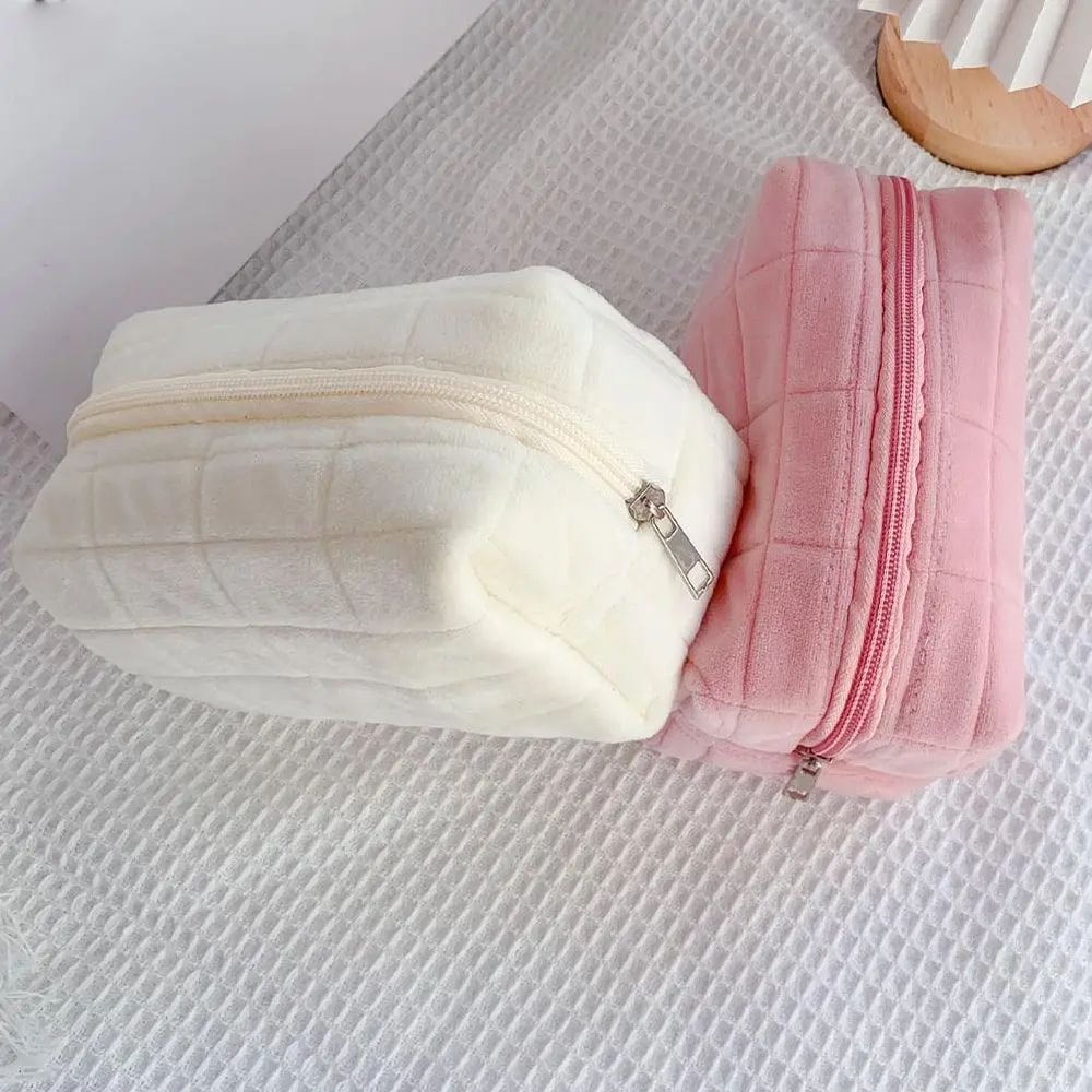 Cute Plush Makeup Bag Preppy Zipper Cosmetic Pencil Pouch Travel Toiletry Organizer For Teens 5