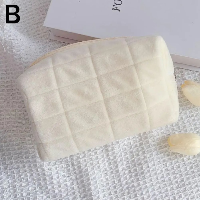 Cute Plush Makeup Bag Preppy Zipper Cosmetic Pencil Pouch Travel Toiletry Organizer For Teens 7