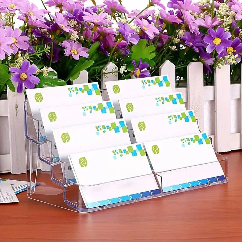 8Slot Clear Acrylic Business Card Holder Desktop Display Stand For Office Reception Trade Shows 0
