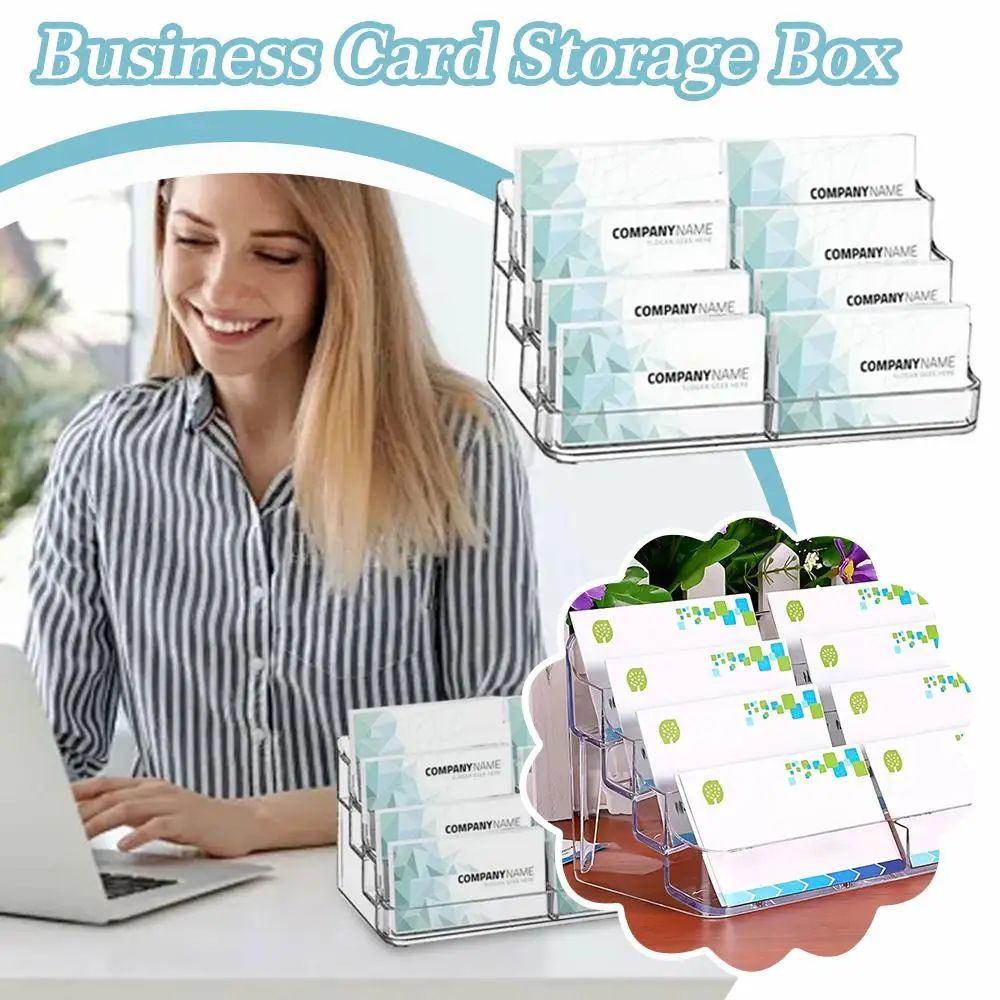 8Slot Clear Acrylic Business Card Holder Desktop Display Stand For Office Reception Trade Shows 1
