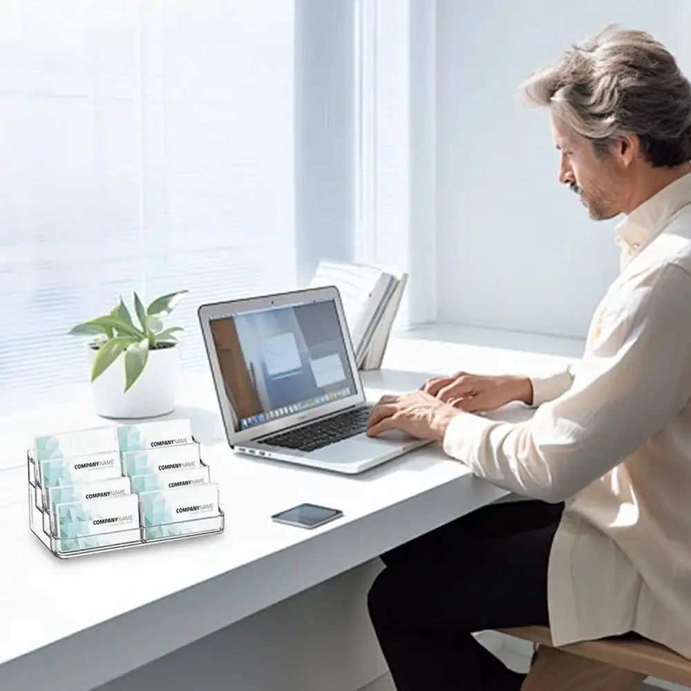 8Slot Clear Acrylic Business Card Holder Desktop Display Stand For Office Reception Trade Shows 2