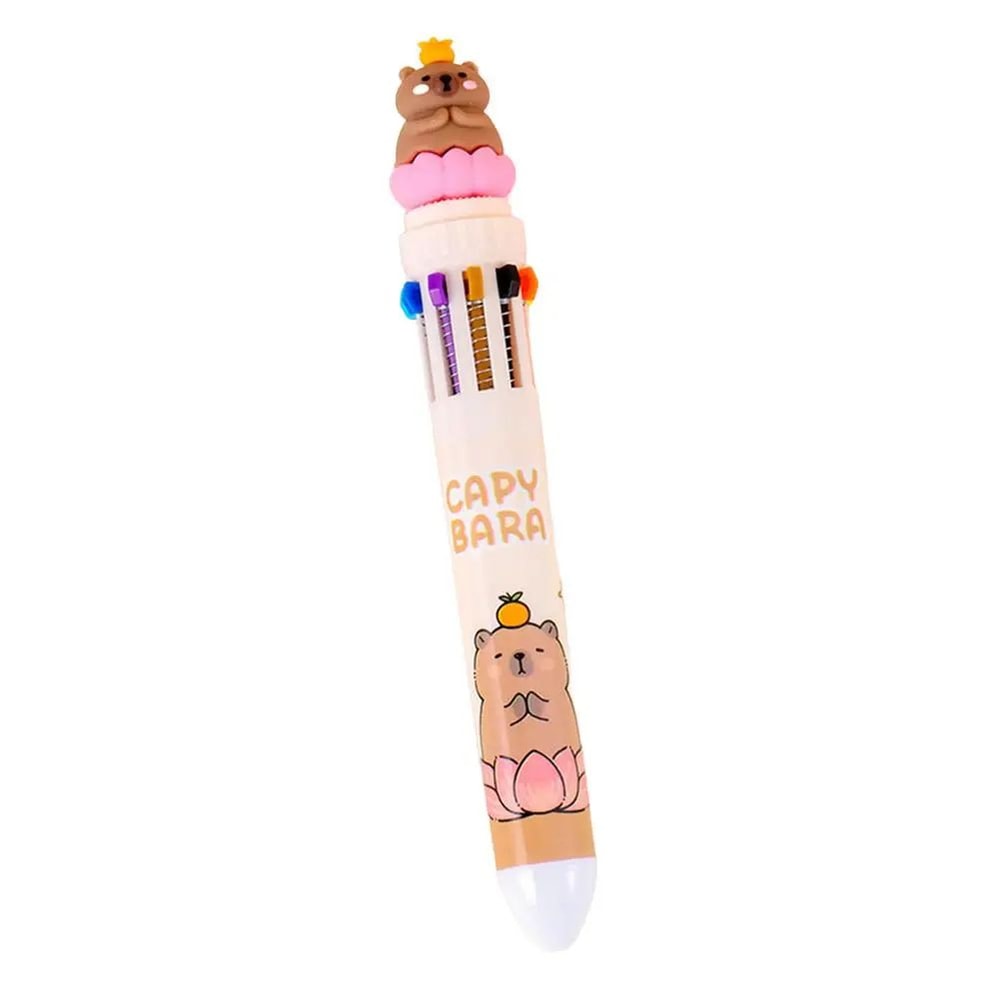 10in1 Capybara Multicolor Ballpoint Pen Retractable 07mm Color Ink School Pen For Kids Teens 6