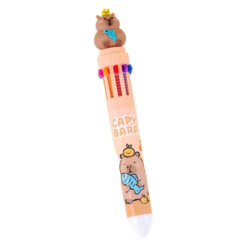 10in1 Capybara Multicolor Ballpoint Pen Retractable 07mm Color Ink School Pen For Kids Teens 8