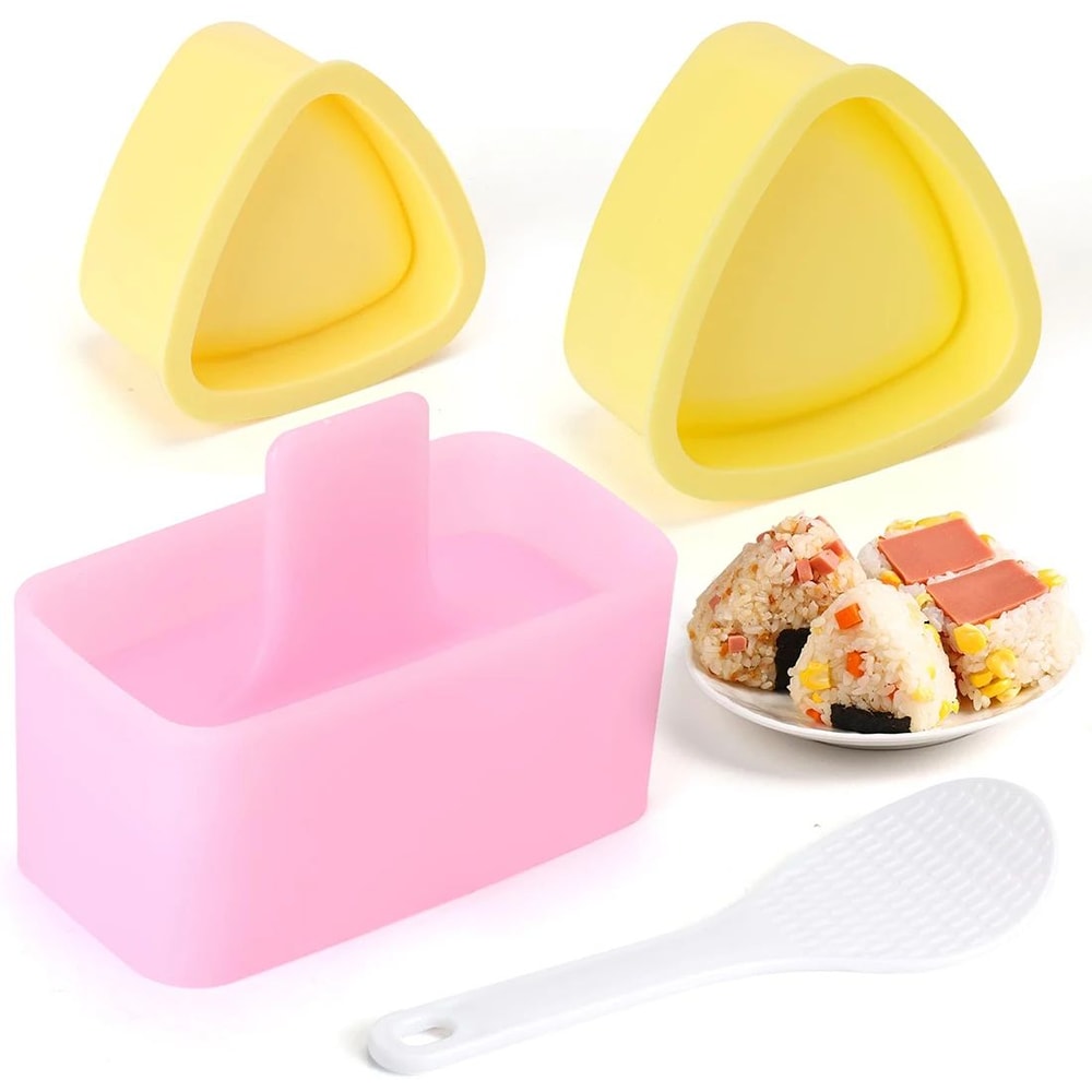 3 Pcs Onigiri Rice Ball Mold Set Triangle Sushi Musubi Press Maker For Bento Lunches 0