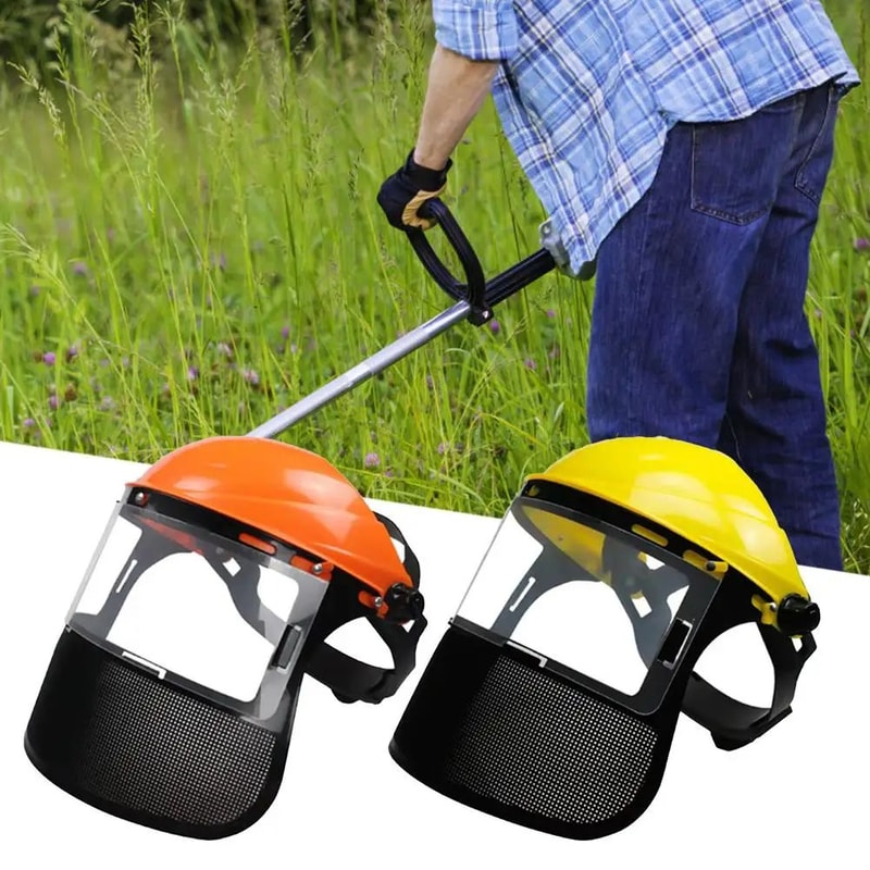 Full Face Safety Shield With Ratchet Headgear ImpactResistant Visor Mask For Weed Whacking Grindin 0