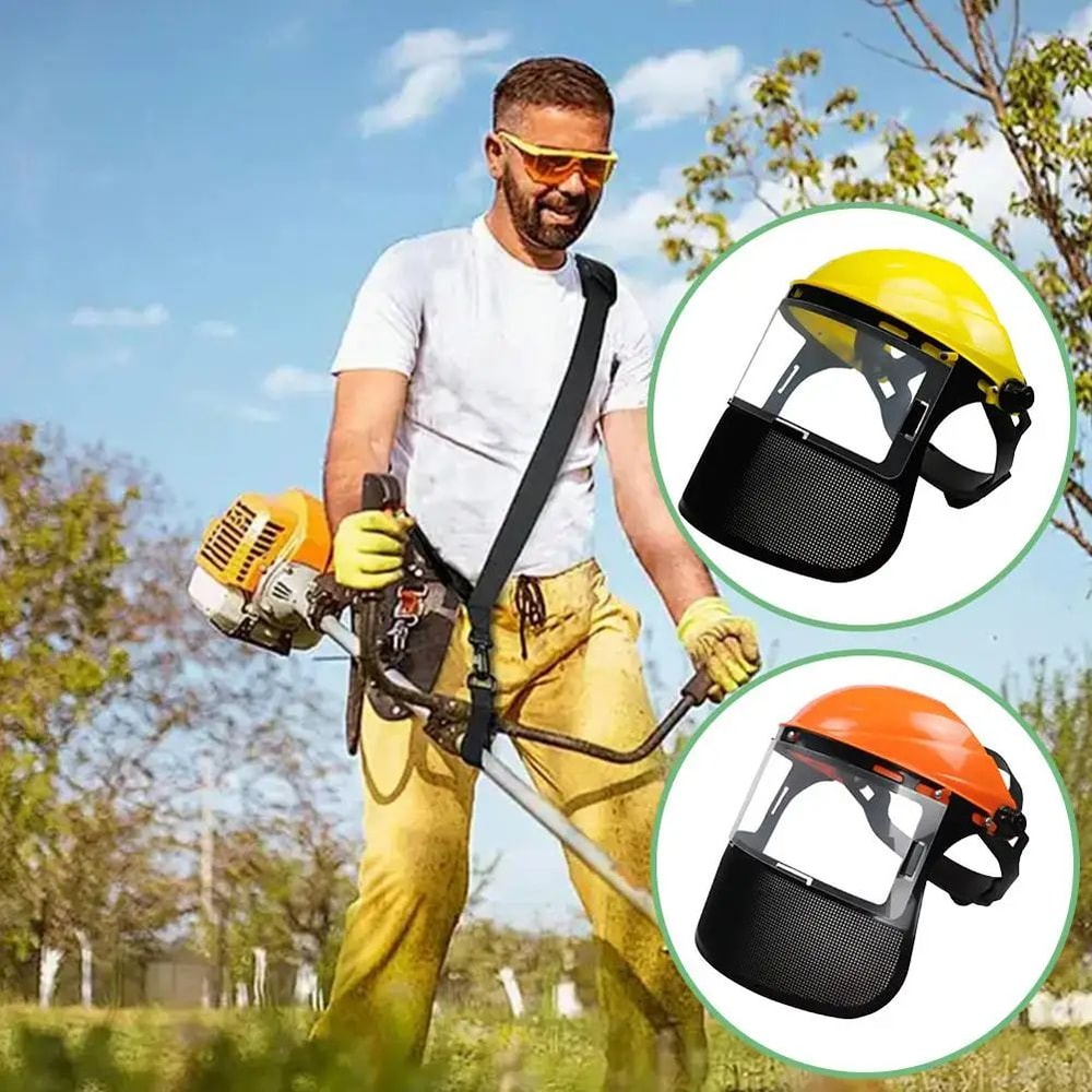 Full Face Safety Shield With Ratchet Headgear ImpactResistant Visor Mask For Weed Whacking Grindin 4