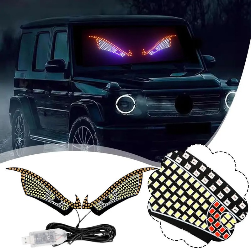 USB LED Demon Eyes Car Light Display Dynamic Devil Eye Window Sign For Trucks Cars FrontRear Wind 1