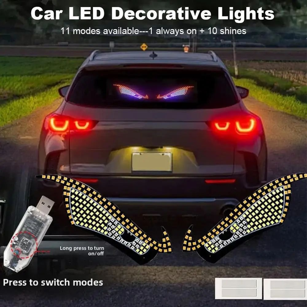 USB LED Demon Eyes Car Light Display Dynamic Devil Eye Window Sign For Trucks Cars FrontRear Wind 4