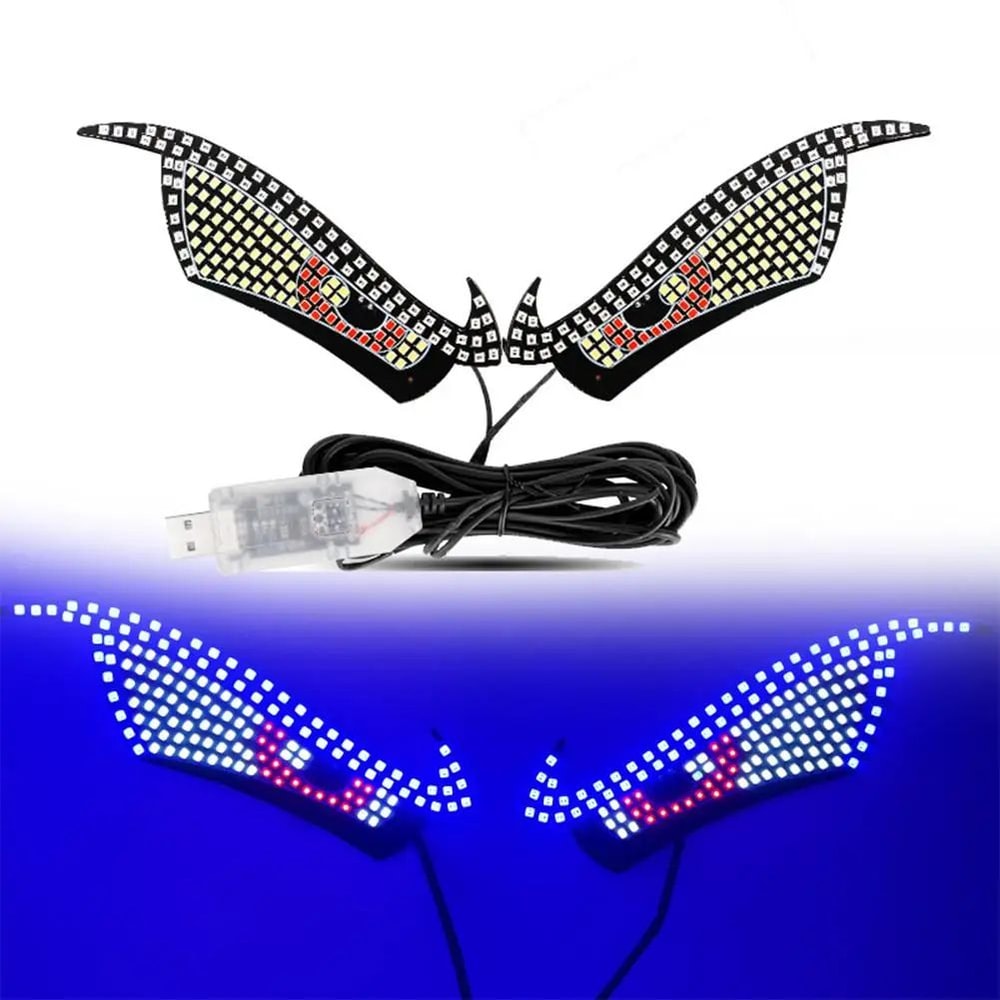 USB LED Demon Eyes Car Light Display Dynamic Devil Eye Window Sign For Trucks Cars FrontRear Wind 6