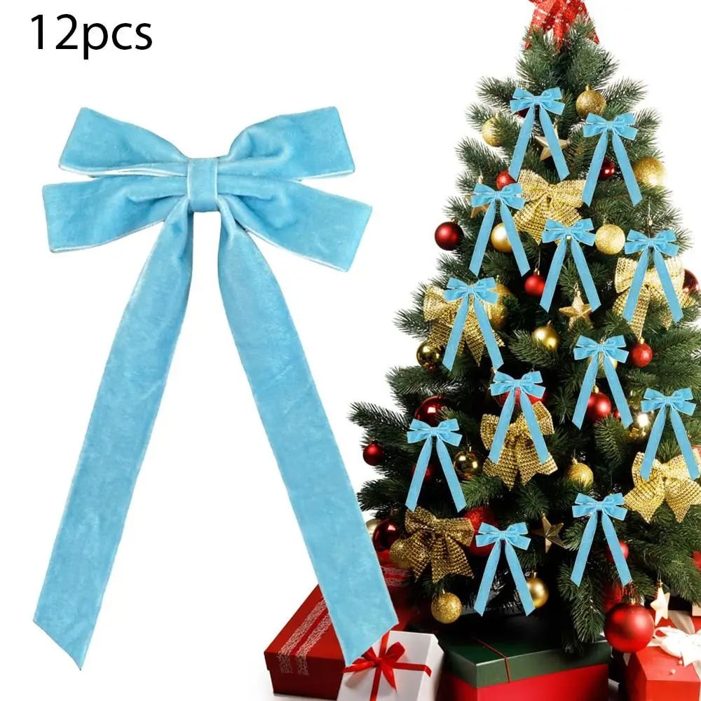 12 Pcs Pink Velvet Christmas Tree Bows Large Rustic Ribbon Ornaments For Tree Wreaths And Garland 8