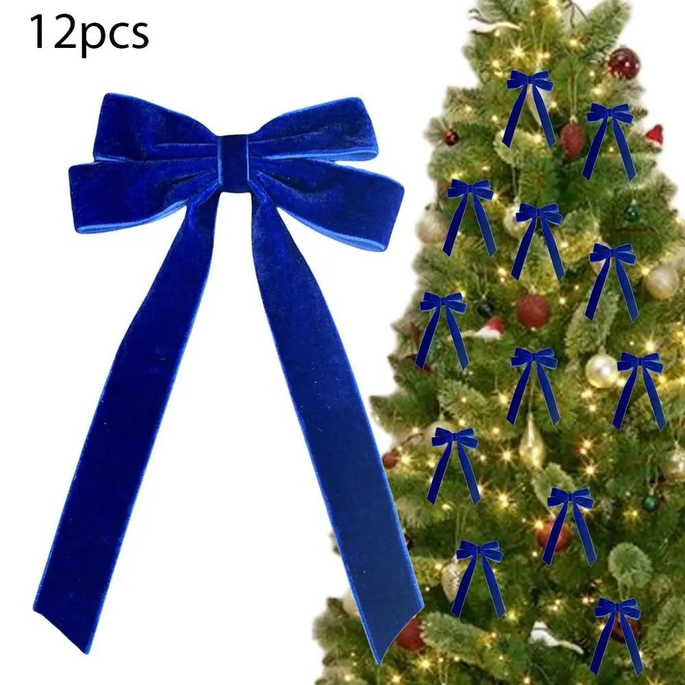 12 Pcs Pink Velvet Christmas Tree Bows Large Rustic Ribbon Ornaments For Tree Wreaths And Garland 10