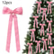 12 Pcs Pink Velvet Christmas Tree Bows Large Rustic Ribbon Ornaments For Tree Wreaths And Garland 14