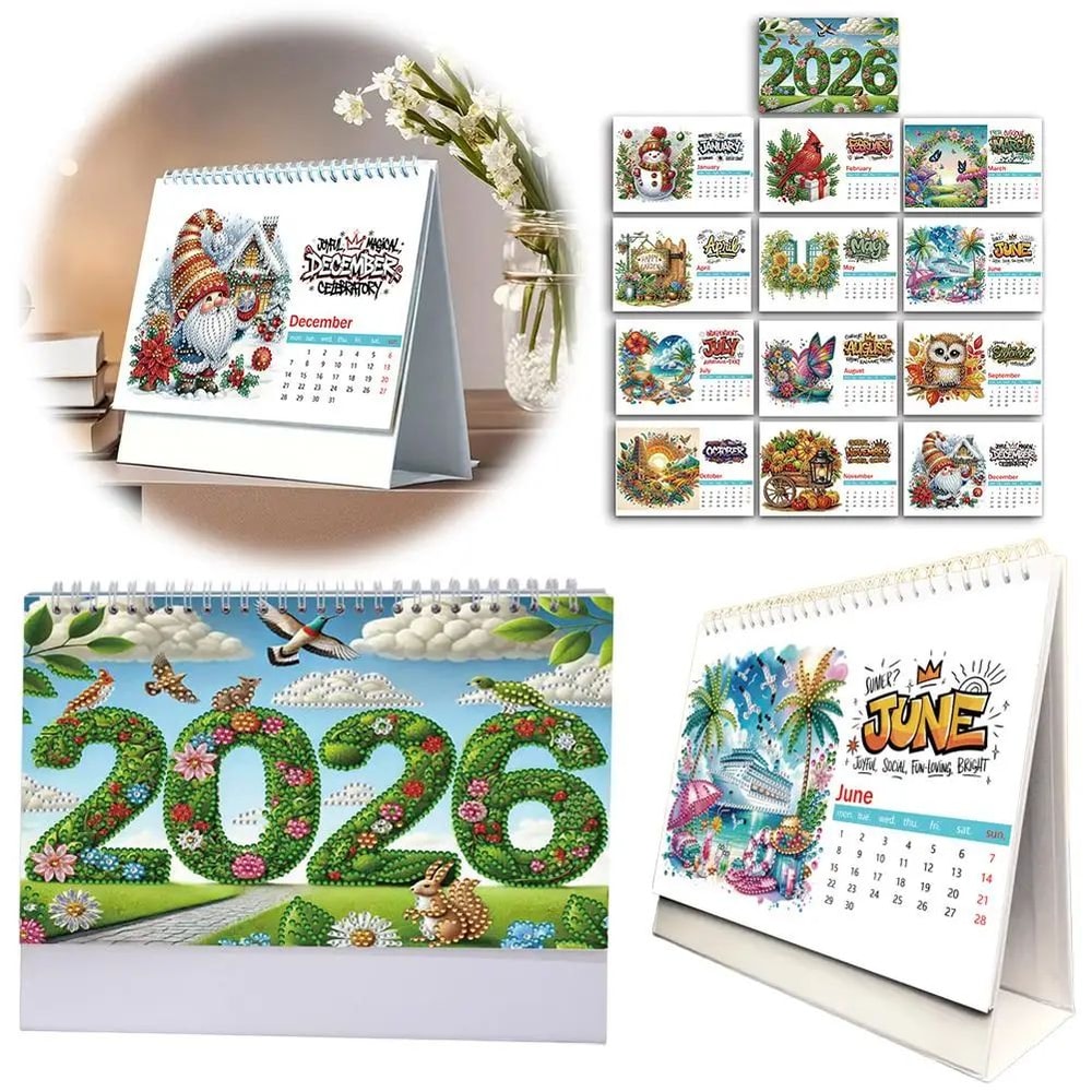 DIY Diamond Art 2026 Desk Calendar Kit Monthly Flip Tabletop Planner Craft Ornament JanDec 0