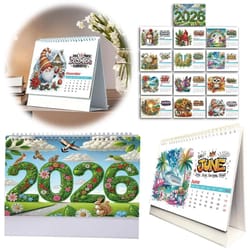 diy diamond art 2026 desk calendar kit – monthly flip tabletop planner craft ornament jan–dec