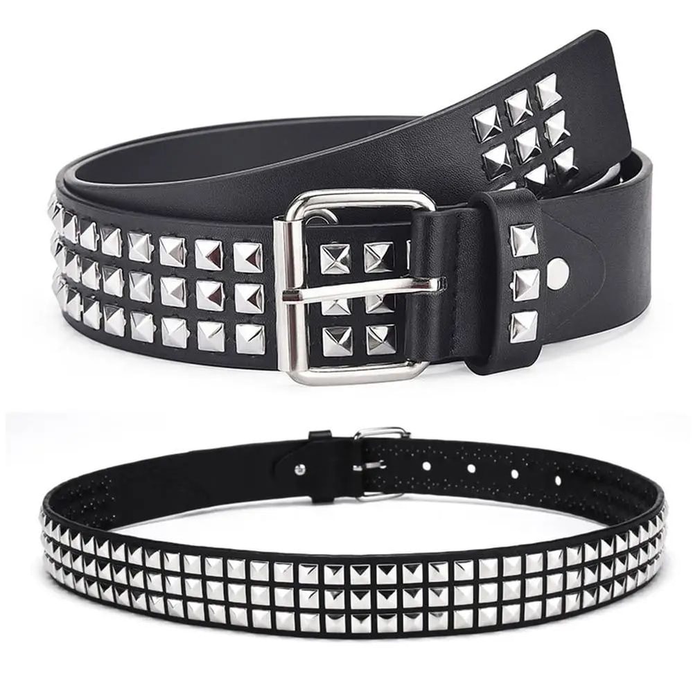 Y2K Gothic Studded Waist Belt With Rock N Roll Buckle Punk Rivet Cowboy Cowgirl Belt For Women Me 0