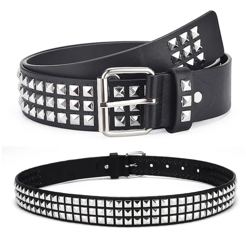 Y2K Gothic Studded Waist Belt With Rock N Roll Buckle Punk Rivet Cowboy Cowgirl Belt For Women Me 0