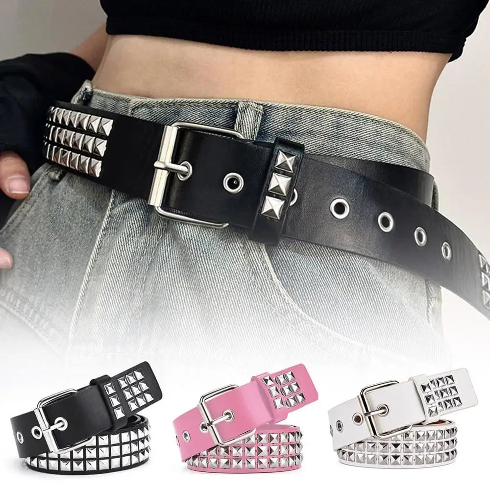 Y2K Gothic Studded Waist Belt With Rock N Roll Buckle Punk Rivet Cowboy Cowgirl Belt For Women Me 1