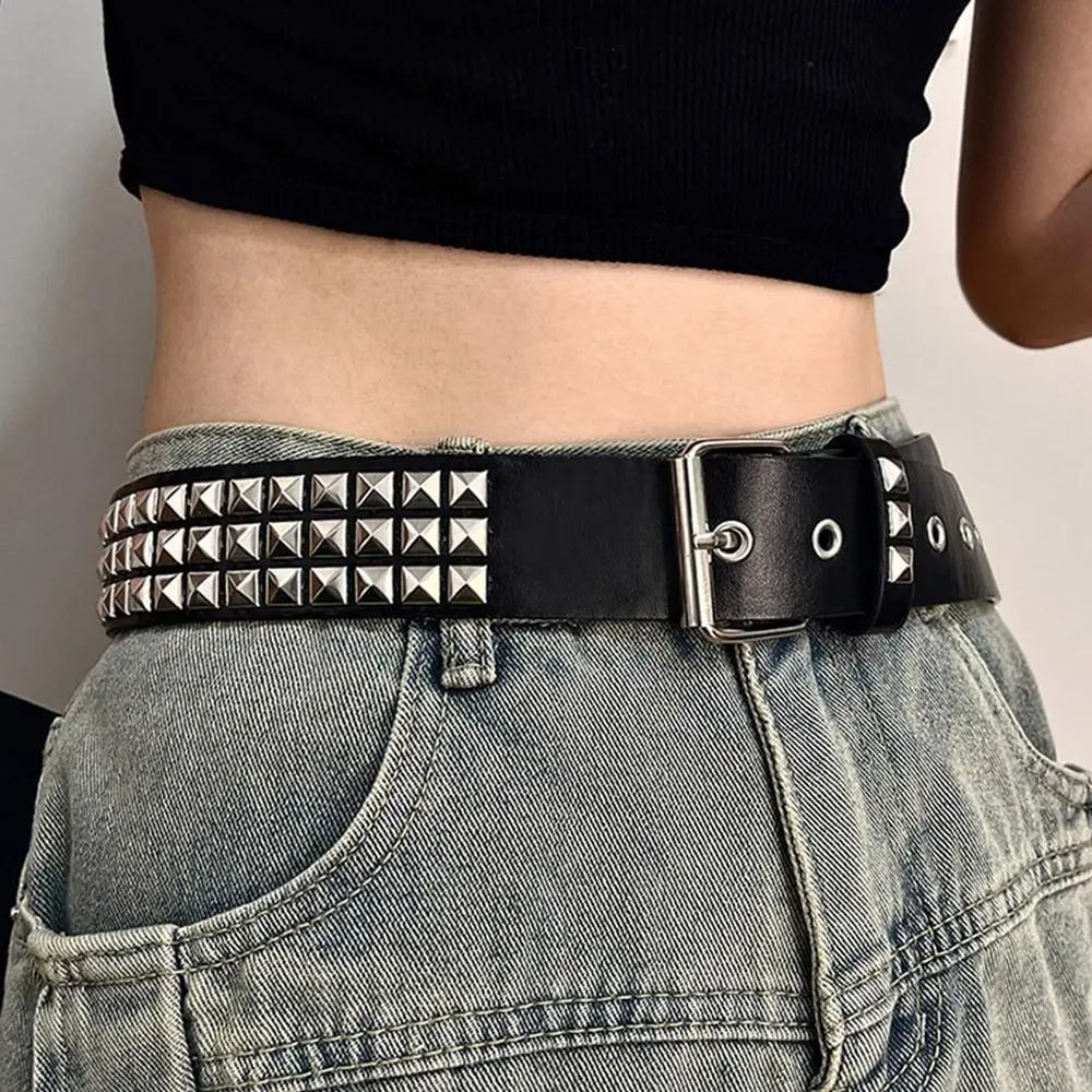 Y2K Gothic Studded Waist Belt With Rock N Roll Buckle Punk Rivet Cowboy Cowgirl Belt For Women Me 2