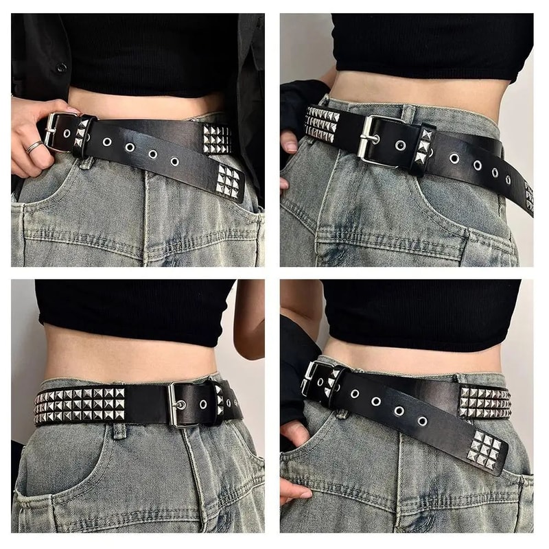 Y2K Gothic Studded Waist Belt With Rock N Roll Buckle Punk Rivet Cowboy Cowgirl Belt For Women Me 5