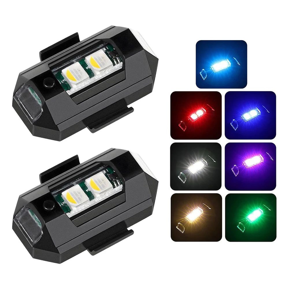2 Pcs Mini 7Color LED Strobe Safety Lights AntiCollision Flashing Beacons For Drone Motorcycle Ai 0